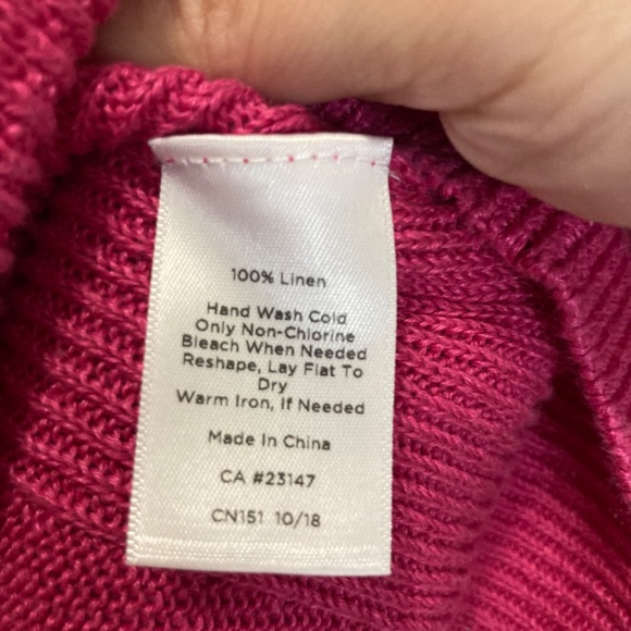 Talbots Linen Sweater Pullover Knit 3/4 Sleeve Hot Pink Classic CHIC 1X - Picture 4 of 4